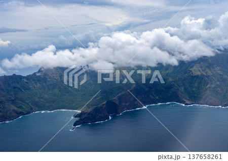 Aerial view of Hiva Oa in the Marquesas Islands, French Polynesia 137658261