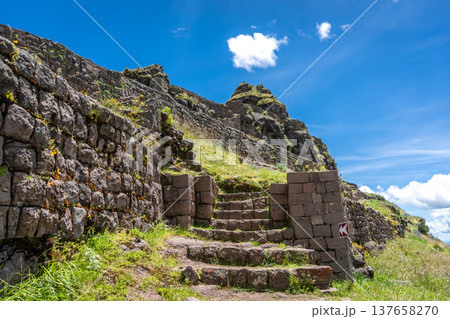 Inner View of Waqrapukara Archaeological Site in the Andean Highlands, Peru Inner View of Waqrapukara Archaeological Site in the Andean Highlands, Peru 137658270