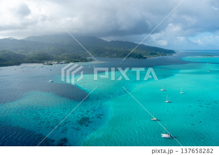 Aerial view of Raiatea island in French Polynesia 137658282