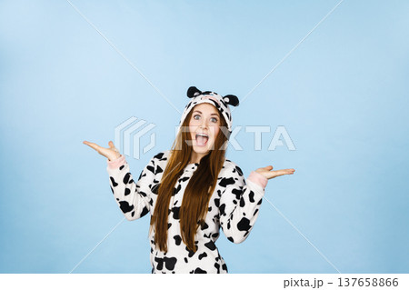 Woman wearing pajamas cartoon surprised face Woman wearing pajamas cartoon surprised face 137658866