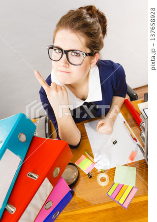 Angry mad bossy businesswoman being furious 137658928