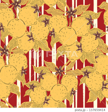 seamless pattern with orange and orange flowers seamless pattern with orange and orange flowers 137659414