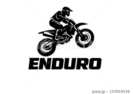 Enduro word motorcycling offroad branding sign black and white banner. Graphics motorsport extreme sport typography text 137659539
