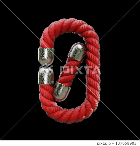 Red rope Font Number 0 ZERO 3D Red rope Font Number 0 ZERO 3D 137659903