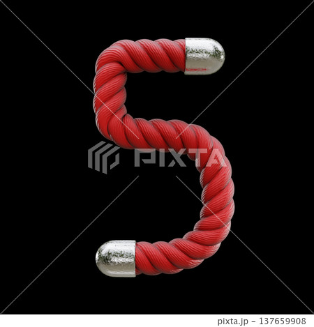 Red rope Font Number 5 FIVE 3D Red rope Font Number 5 FIVE 3D 137659908