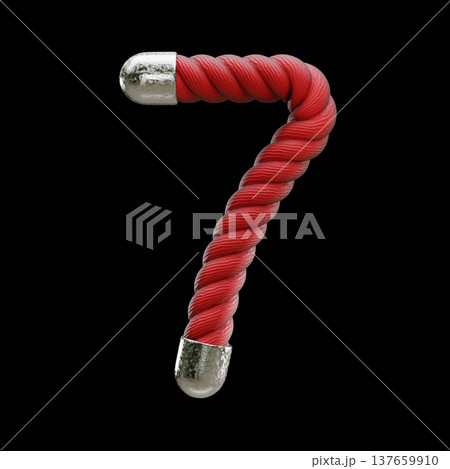 Red rope Font Number 7 SEVEN 3D Red rope Font Number 7 SEVEN 3D 137659910