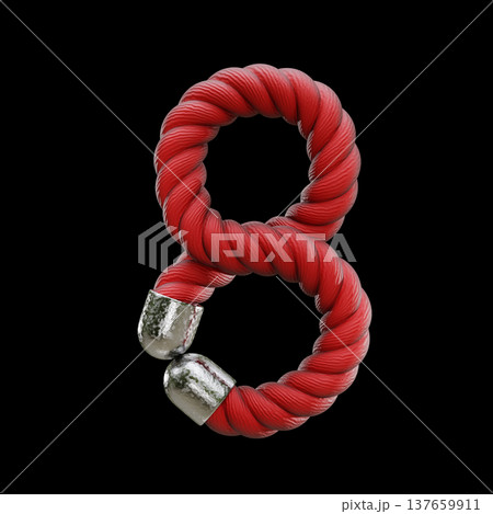 Red rope Font Number 8 EIGHT 3D Red rope Font Number 8 EIGHT 3D 137659911