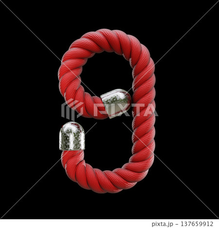 Red rope Font Number 9 NINE 3D 137659912