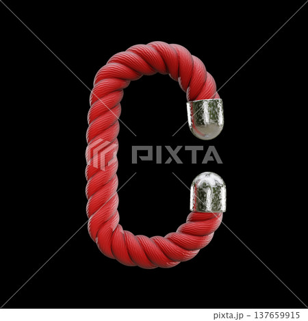 Red rope Font Letter C 3D Red rope Font Letter C 3D 137659915