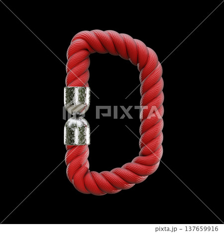 Red rope Font Letter D 3D Red rope Font Letter D 3D 137659916