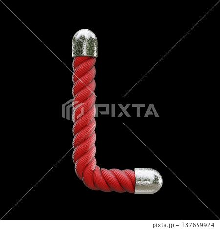 Red rope Font Letter L 3D Red rope Font Letter L 3D 137659924