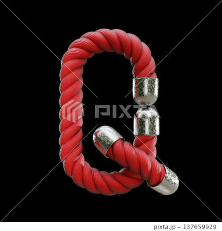 Red rope Font Letter Q 3D 137659929
