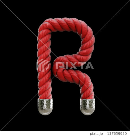 Red rope Font Letter R 3D Red rope Font Letter R 3D 137659930