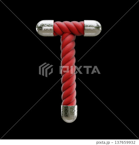 Red rope Font Letter T 3D Red rope Font Letter T 3D 137659932