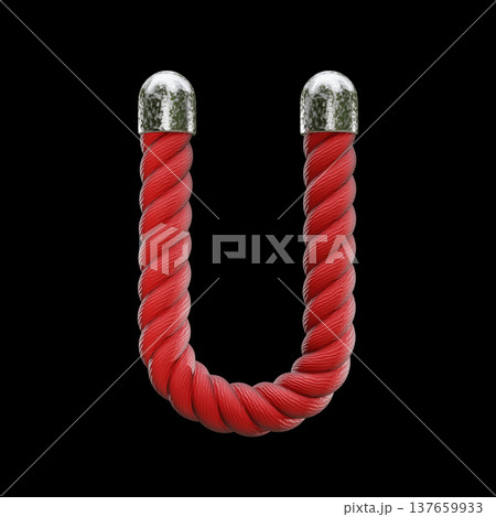 Red rope Font Letter U 3D Red rope Font Letter U 3D 137659933