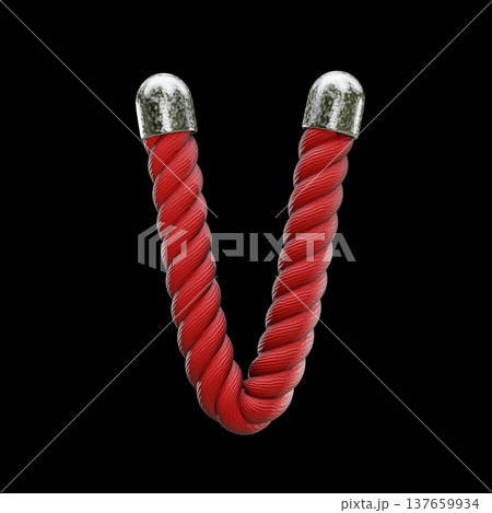 Red rope Font Letter V 3D Red rope Font Letter V 3D 137659934