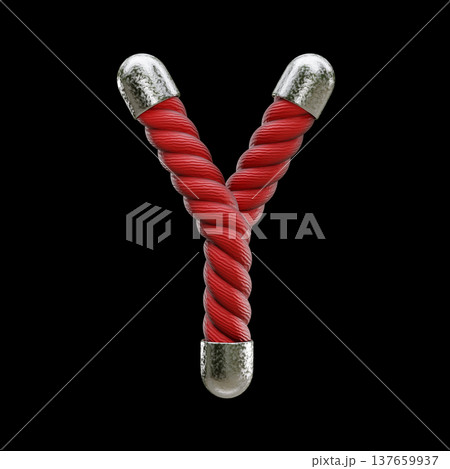 Red rope Font Letter Y 3D Red rope Font Letter Y 3D 137659937