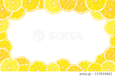 輪切りレモンの透過囲みフレーム_横 137659981