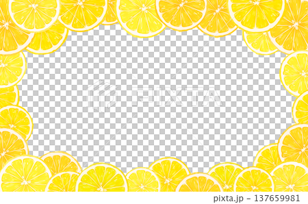 輪切りレモンの透過囲みフレーム_横 137659981