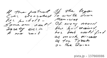 Vintage essay manuscript sheet scribbled antique handwriting in cursive pen and ink totally unreadable nonsense script illegible letters decorative messy writing background for old fashioned paper 137660086