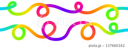 Seamless Gradient Line Shapes with smooth swirl pattern and organic liquid curve in blue and red tones. Vector illustration for abstract art backgrounds, party social event poster and music design 137660162