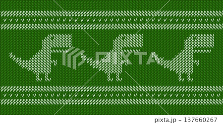 Knitted jacquard pattern dinosaur tyrannosaur Knitted jacquard pattern dinosaur tyrannosaur 137660267