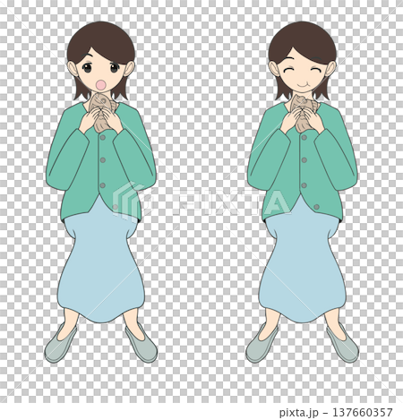 たい焼きを美味しそうに食べる女性のイラスト 和スイーツの食べ歩き たい焼きを美味しそうに食べる女性のイラスト 和スイーツの食べ歩き 137660357