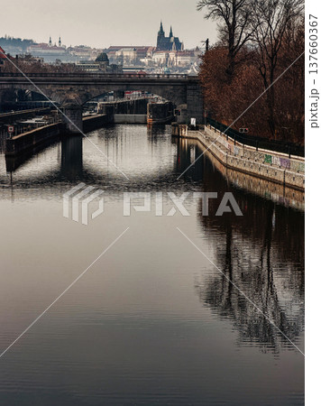 Historic city bridge over calm 137660367