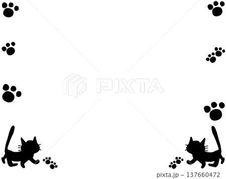 黒猫シルエットの背景フレーム 137660472