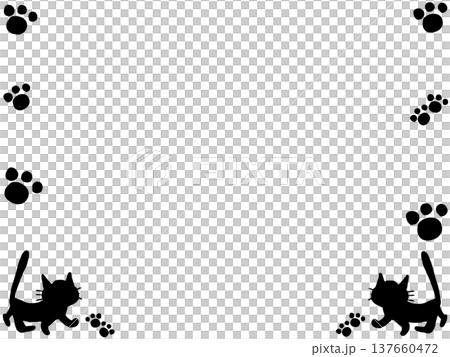 黒猫シルエットの背景フレーム 137660472