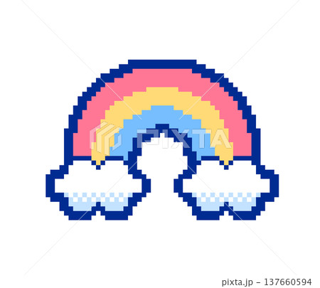 ドット絵 シンプルでかわいい虹の装飾イラスト ピクセルアート レインボー ドット絵 シンプルでかわいい虹の装飾イラスト ピクセルアート レインボー 137660594