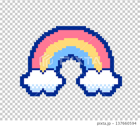 ドット絵 シンプルでかわいい虹の装飾イラスト ピクセルアート レインボー ドット絵 シンプルでかわいい虹の装飾イラスト ピクセルアート レインボー 137660594