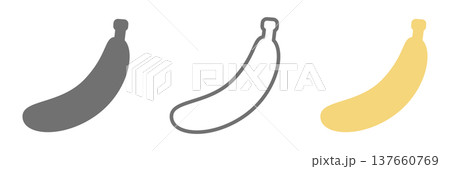 バナナアイコン3種セット(カラー・線画・モノクロ) バナナアイコン3種セット(カラー・線画・モノクロ) 137660769