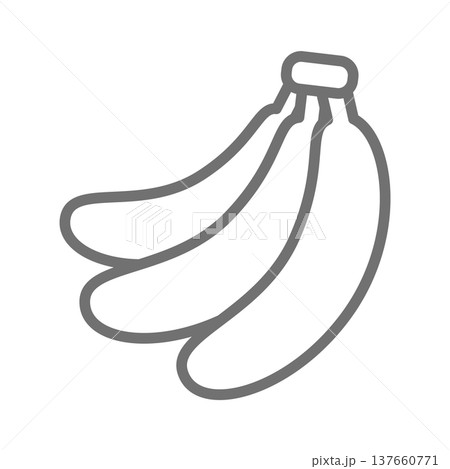 バナナ3本の線画アイコン（アウトライン・モノクロ） 137660771
