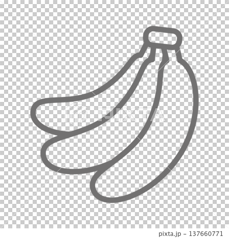 バナナ3本の線画アイコン（アウトライン・モノクロ） 137660771