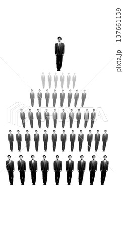 Business hierarchy pyramid single person leadership concept 137661139