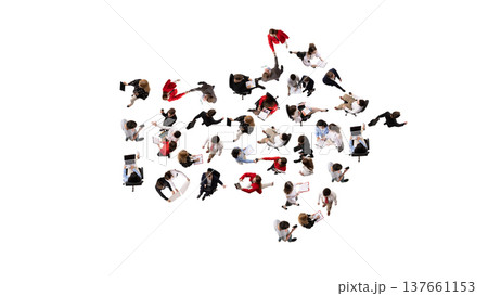 Business people forming arrow teamwork direction concept Business people forming arrow teamwork direction concept 137661153