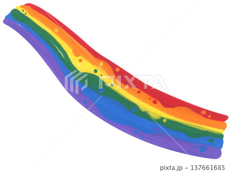 Cute Painterly Pride LGBT Rainbow Wave, Wavy Rainbow Stripes Element, Pride Month. 137661685