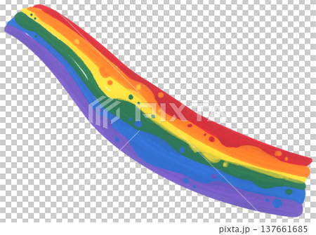 Cute Painterly Pride LGBT Rainbow Wave, Wavy Rainbow Stripes Element, Pride Month. 137661685