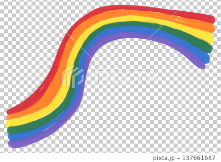 Cute Painterly Pride LGBT Rainbow Wave, Wavy Rainbow Stripes Element, Pride Month. 137661687