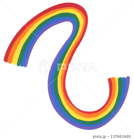 Cute Painterly Pride LGBT Rainbow Wave, Wavy Rainbow Stripes Element, Pride Month. 137661688