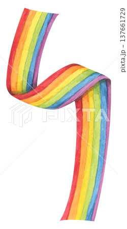 Wavy Rainbow Stripes Element, Rainbow Corner, LGBT Ribbon, Pride Month. 137661729
