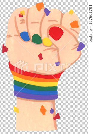 Hand Holding Rainbow Flag Hand Holding Rainbow Flag 137661791