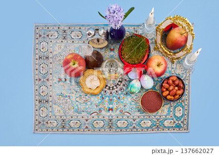 Haft sin table celebrating nowruz persian new year Haft sin table celebrating nowruz persian new year 137662027