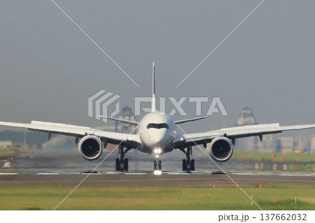 着陸した旅客機 137662032