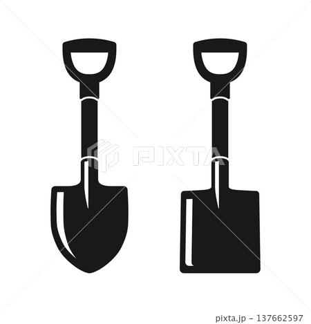 Construction shovel icon in flat style. Spade vector illustration on isolated background. Digging sign business concept. Construction shovel icon in flat style. Spade vector illustration on isolated background. Digging sign business concept. 137662597