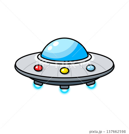 UFO spaceship colorful icon in flat style. Spacecraft vector illustration on isolated background. Futuristic transport sign business concept. UFO spaceship colorful icon in flat style. Spacecraft vector illustration on isolated background. Futuristic transport sign business concept. 137662598