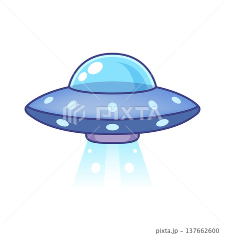 UFO spaceship colorful icon in flat style. Spacecraft vector illustration on isolated background. Futuristic transport sign business concept. UFO spaceship colorful icon in flat style. Spacecraft vector illustration on isolated background. Futuristic transport sign business concept. 137662600