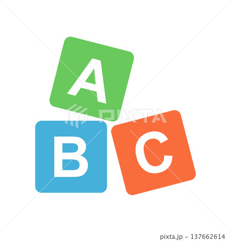 Alphabet ABC blocks icon in colorful flat style. Child education vector illustration on isolated background. Elementary school sign business concept. 137662614