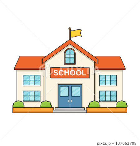 School building icon in cartoon flat style. Education house vector illustration on isolated background. College and institute sign business concept. School building icon in cartoon flat style. Education house vector illustration on isolated background. College and institute sign business concept. 137662709